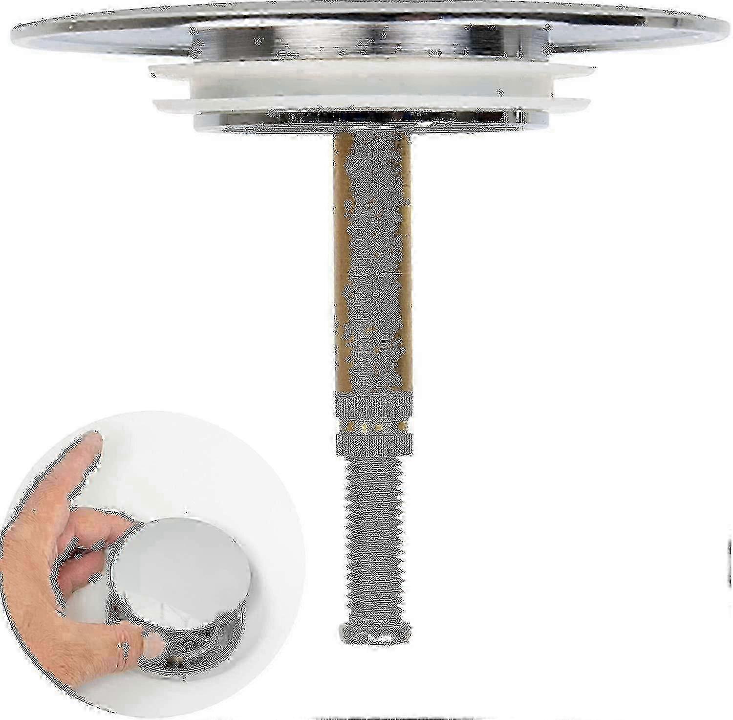 ユニバーサル調整可能なバスストッパー70mm、ダブルシール付き、クローム真鍮シンクドレンプラグバルブハイウェイ付き