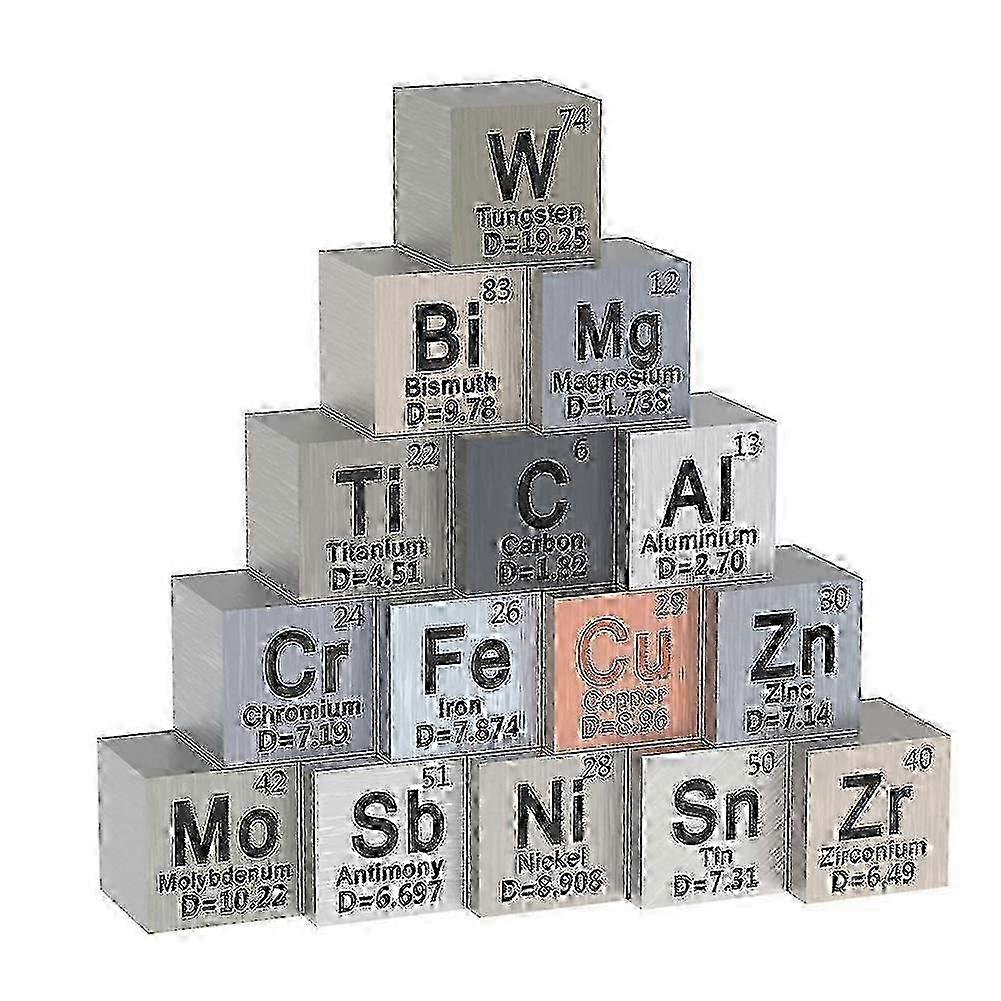 15 Piece Metal Element Cube Set - Perfect for Science Enthusiasts