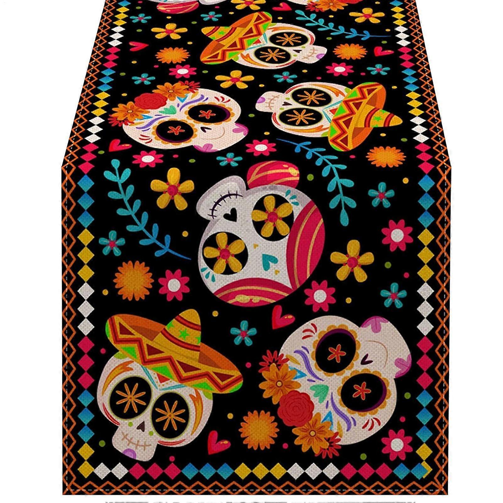 Sugar Skull Table Decorations 4 Large Table Runners For Day Of The Dead Altar And Mexican Theme Party Decor