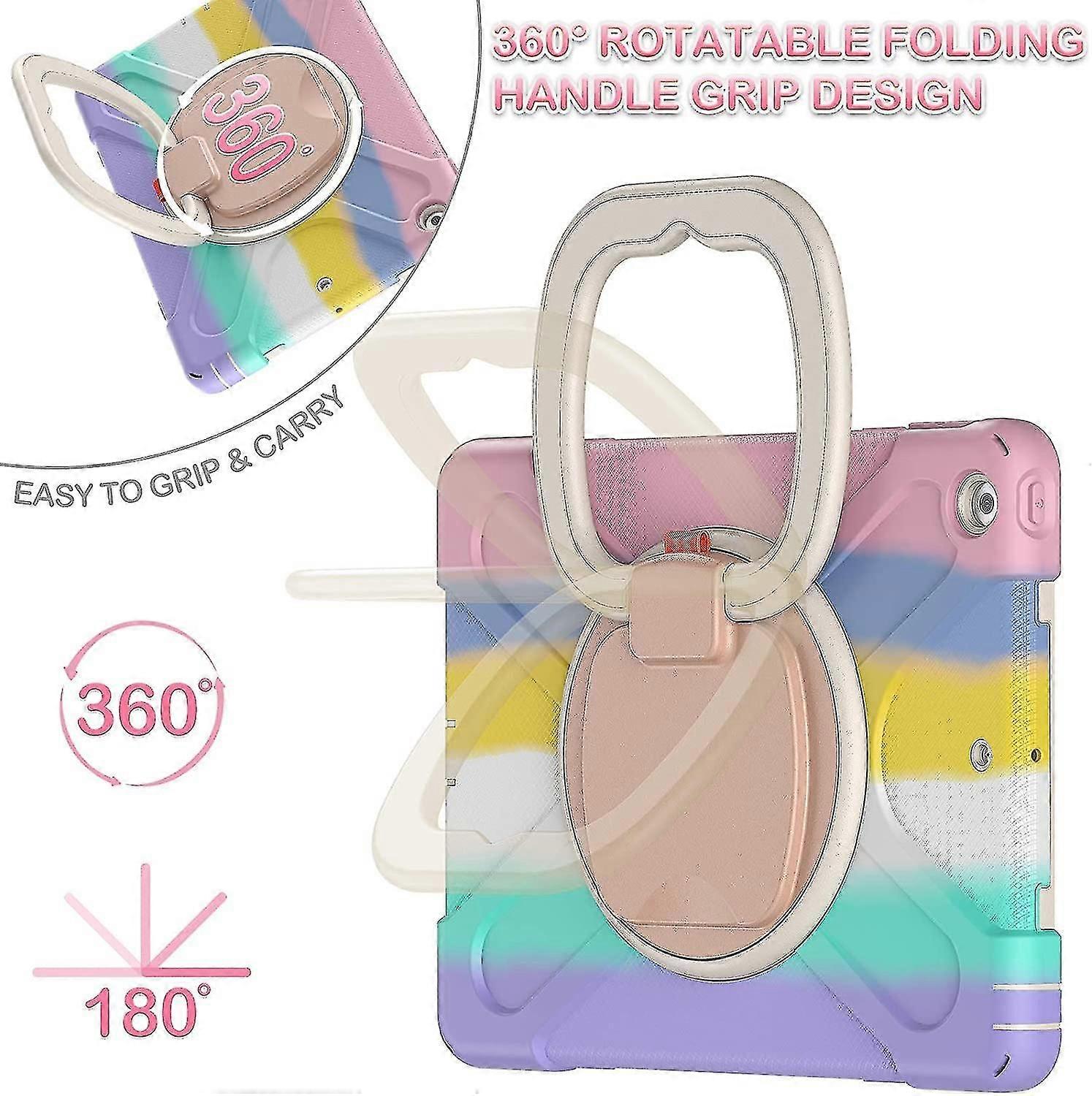 Wekity Ipad6 / Air2 With Screen Protector, Swivel Stand/pencil Holder/shoulder Strap