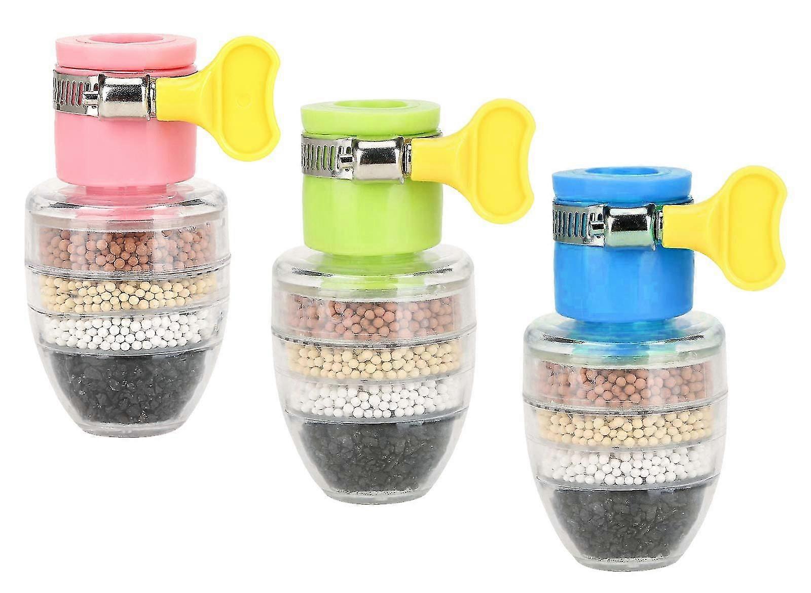 3pcs Activated Carbon Water Faucet 6-layer Filtration Mini Water Filter Faucet Tap Faucet Nozzle Water Filter