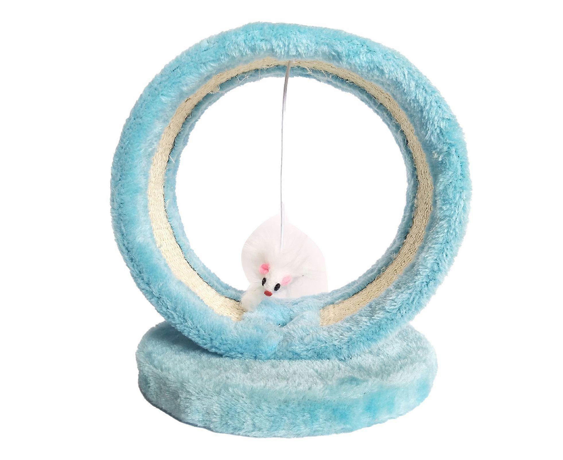 Cat Scratching Cave Claw Grinding Round Cat Climbing Frame Toy with Mouse Pendant for Indoor Blue One Size