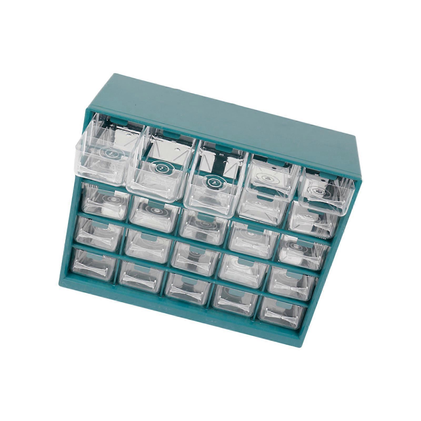 Multiple Layer Clear Parts Organizers Box For Tool Office Supplies Portable Space Saving  dark green
