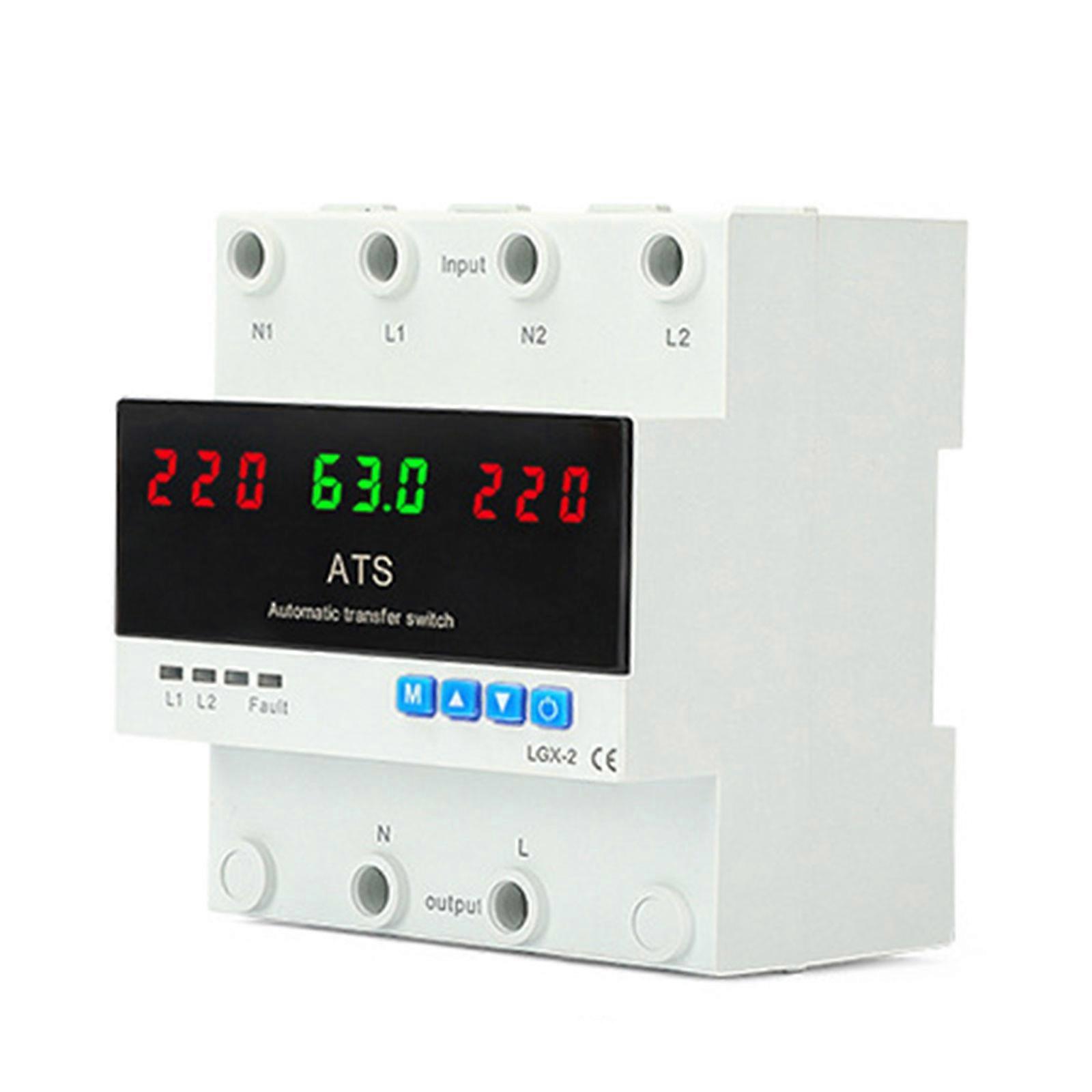 Small Double Power Automatic Transfer Switches Featuring Adjustable Delay Timers & Overcurrent Defense 63A for Industrial Multicolor