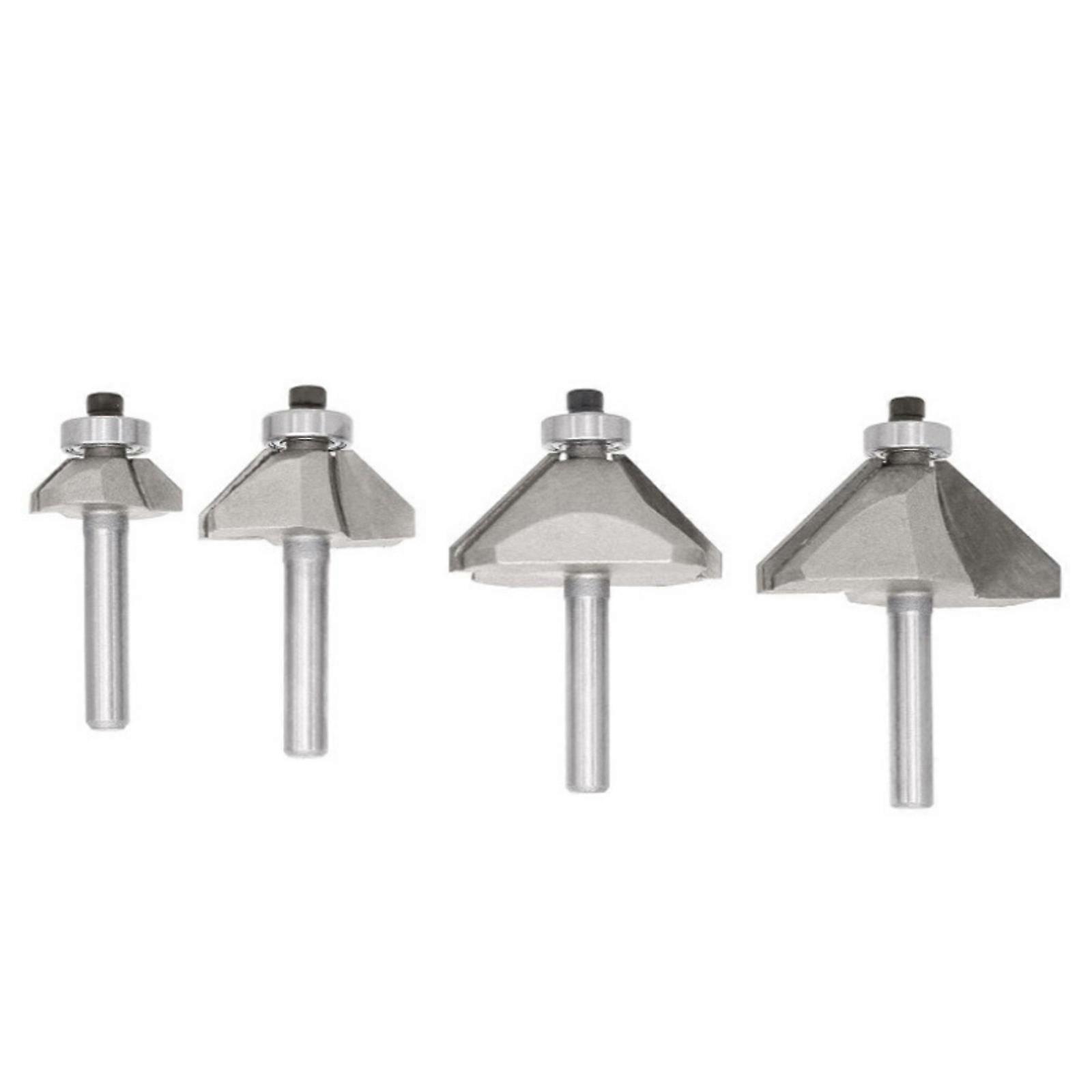 4Pieces Hex Shank Chamfer Routers Bit Set Edges Forming Bevel Tipped Routers Bit Miter Angle Milling Cutter Tool Multicolor
