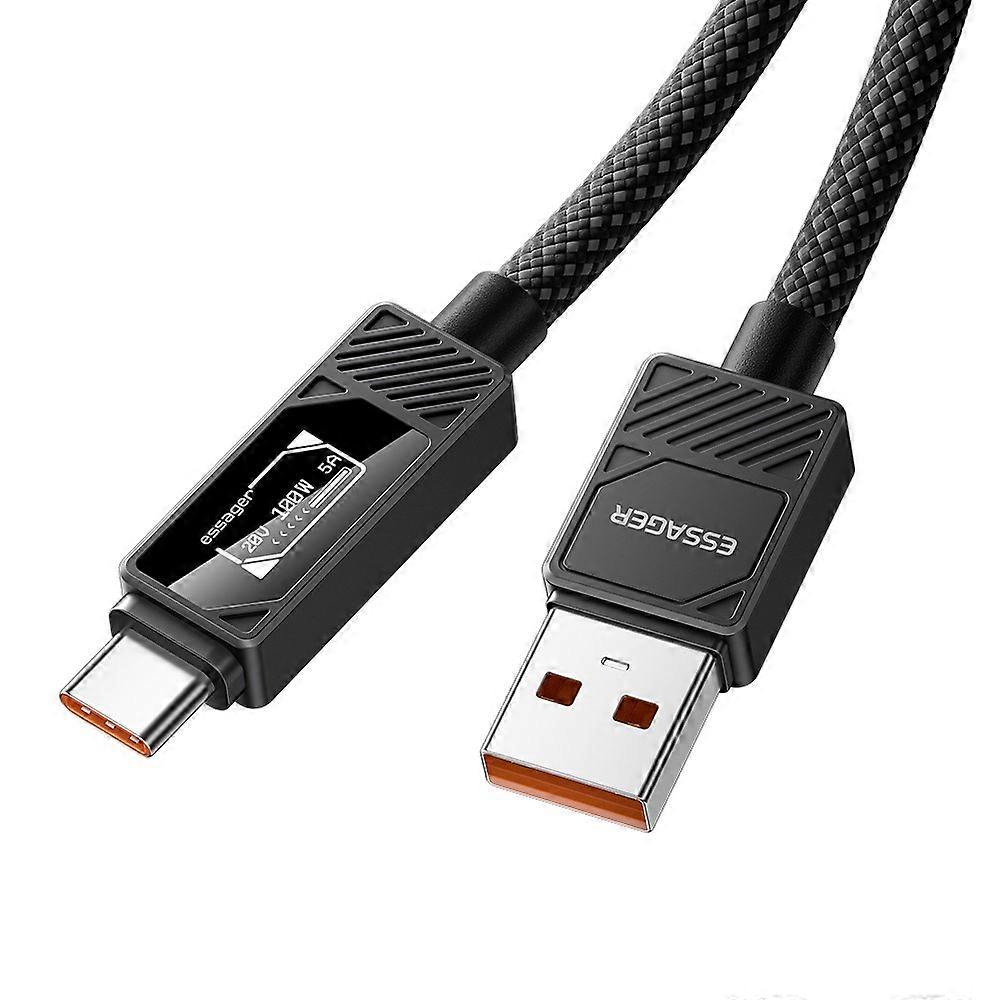 ESSAGER For USB-A to USB-C Cable 7A 100W Digital Display Fast Charging Data Cable 0.25m