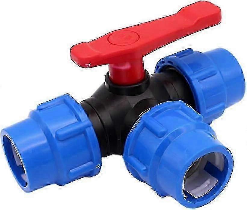 PE 32MM 3 Way Ball Valve, T Type Pipe Quick Connect Pipe Valve Splitte Connect Valve