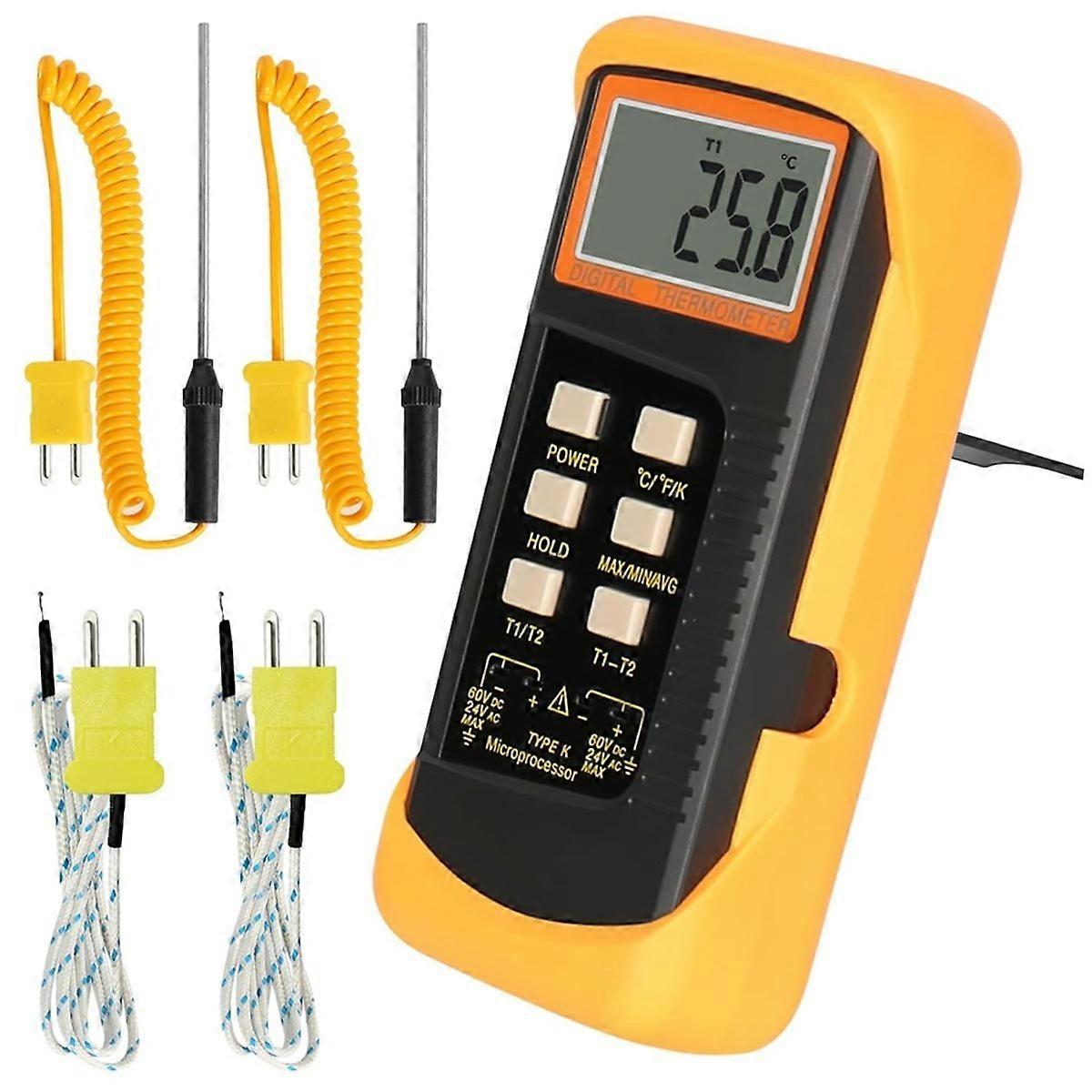 K Type Thermocouple Thermometer, Dual Channels Digital Thermometer, Thermocouples Display Temperatur