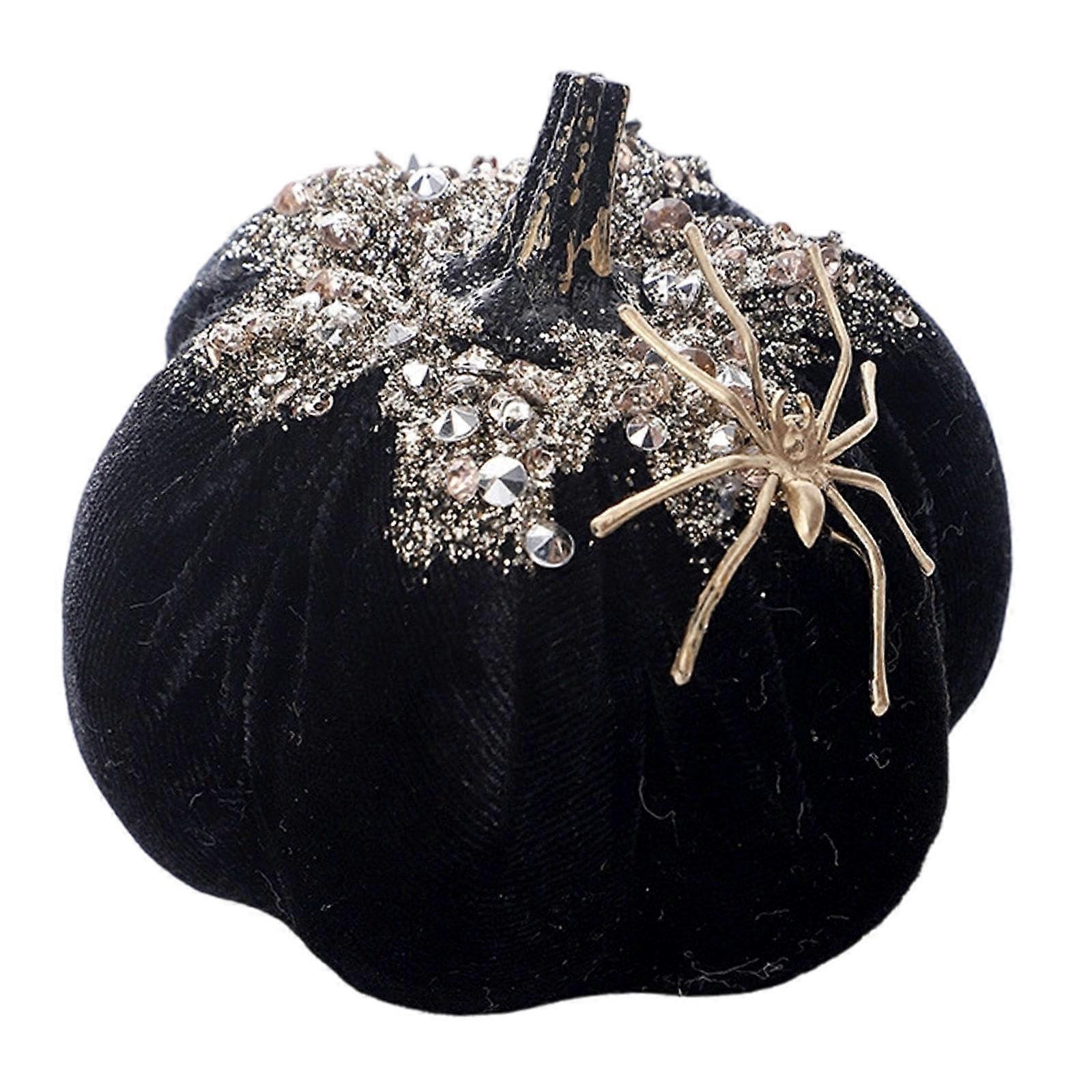 Artificial Pumpkin Decoration Handmade Soft Ornament for Halloween Party Table Black
