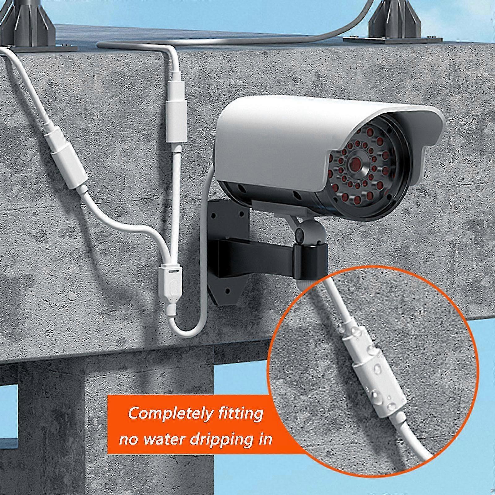 Outdoor Solar Panel Camera USB C Splitter Charging Cable For Security Systems Weatherproof PVC Construction 480Mbps Data White