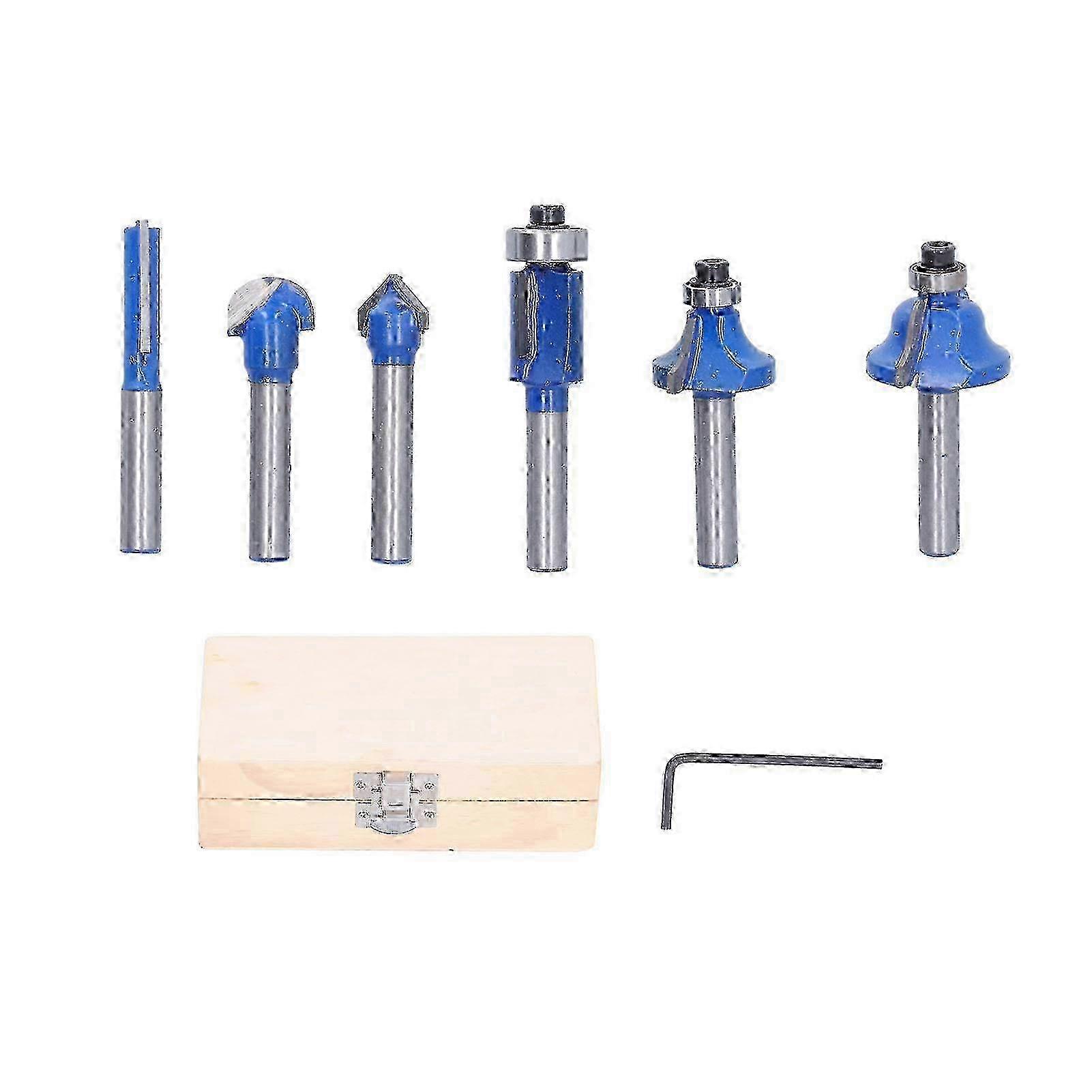 6Pcs Router Bit Set 6.35mm Stable Alloy High Temperature Resistance Durable Milling Cutter Wood Bits 25-26