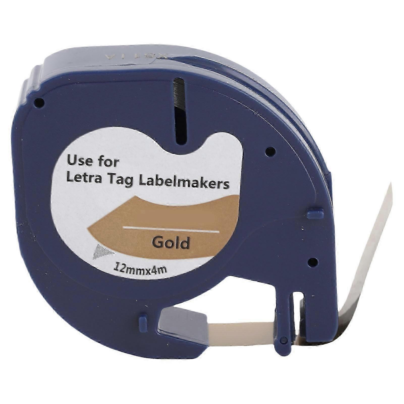 12mmx4m Black on Gold Label Tape Replacement Ribbon for Labeler Compatible with Standard Label Printers Durable and Clear Printing