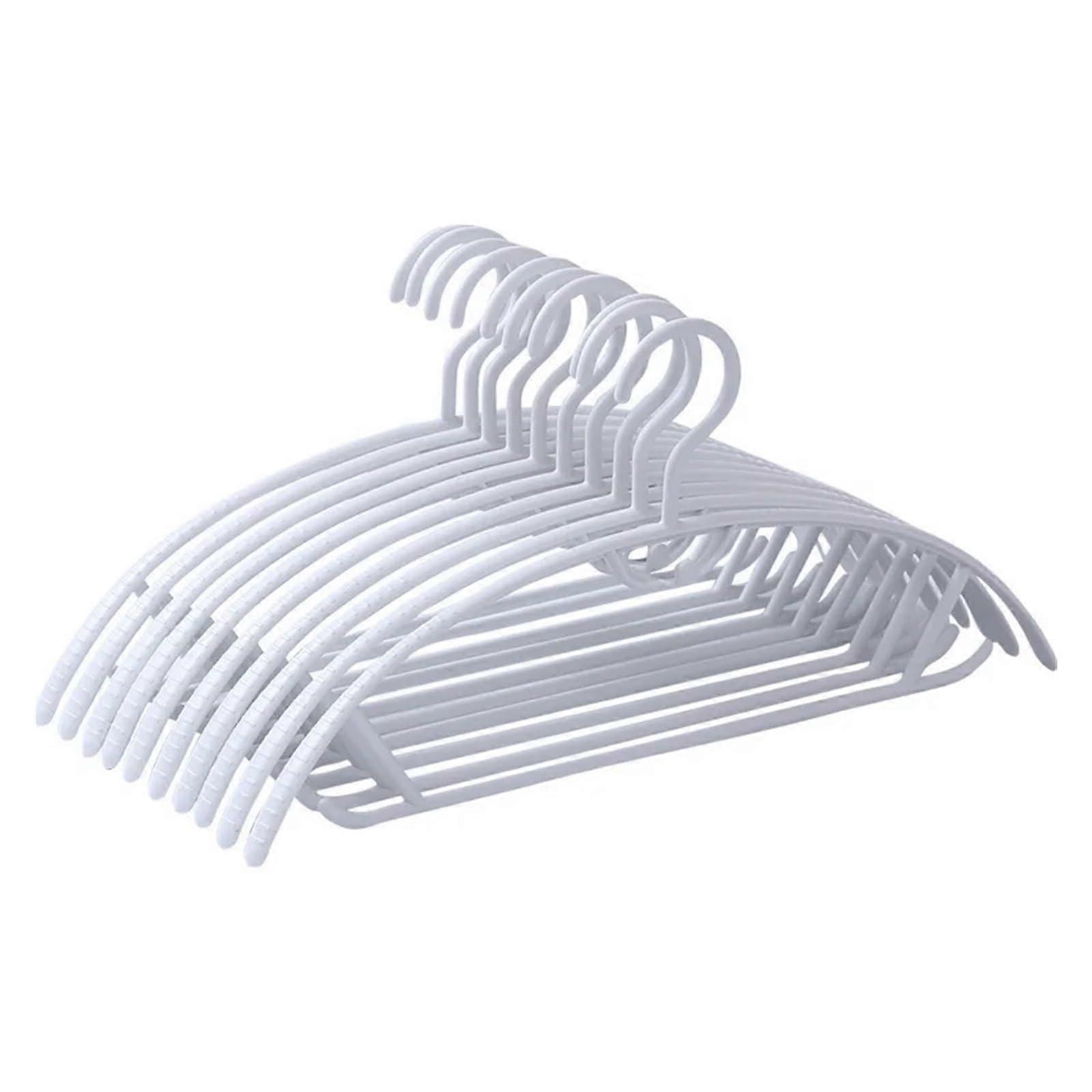 Plastic Non Slip Clothes Hangers Seamless Traceless for Coats Shirts Drying Set of 10 White
