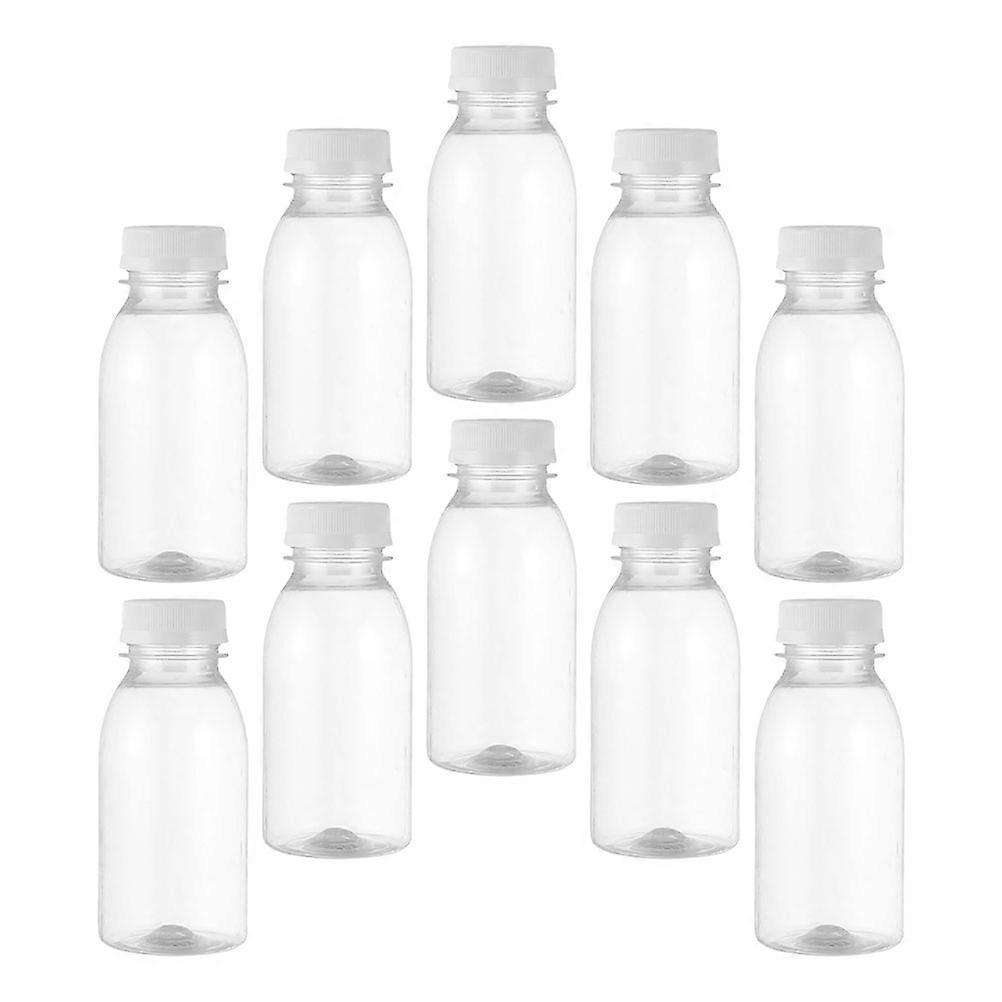 Clear Beverage Plastic Bottles for Milk Intake 10Pcs with Lids