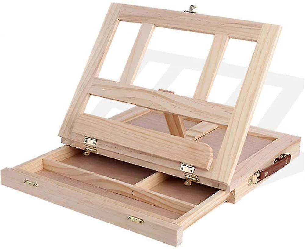 Wood Tabletop Easel with Storage Drawer Adjustable Desk Easel for Painting and Drawing 13in