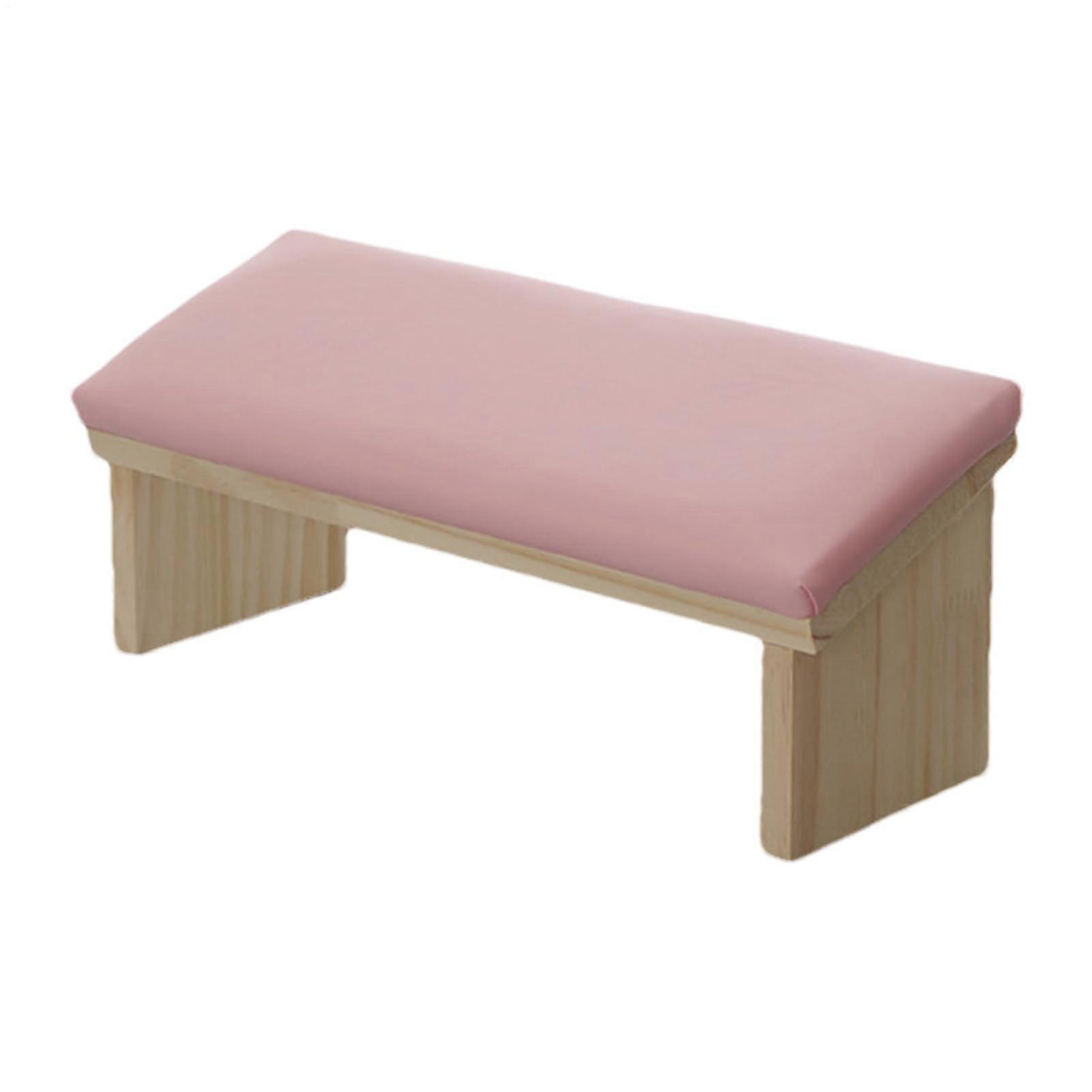 Nail Arm Rest with Soft PU Leather Cushion, Wooden Manicure Hand Rest for Salon and Home Use