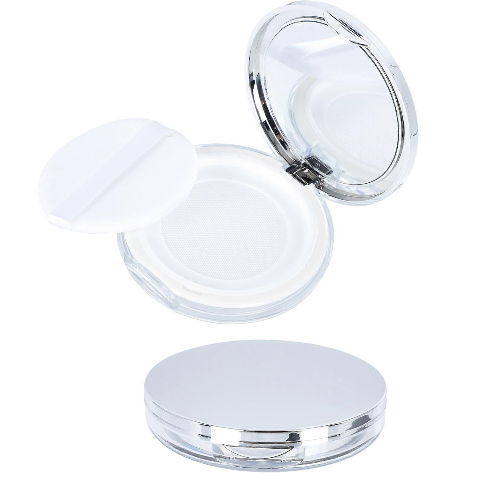 Loose Powder Box Makeup Powder Case for Makeup Use 2Pcs Silver Packing Boxes