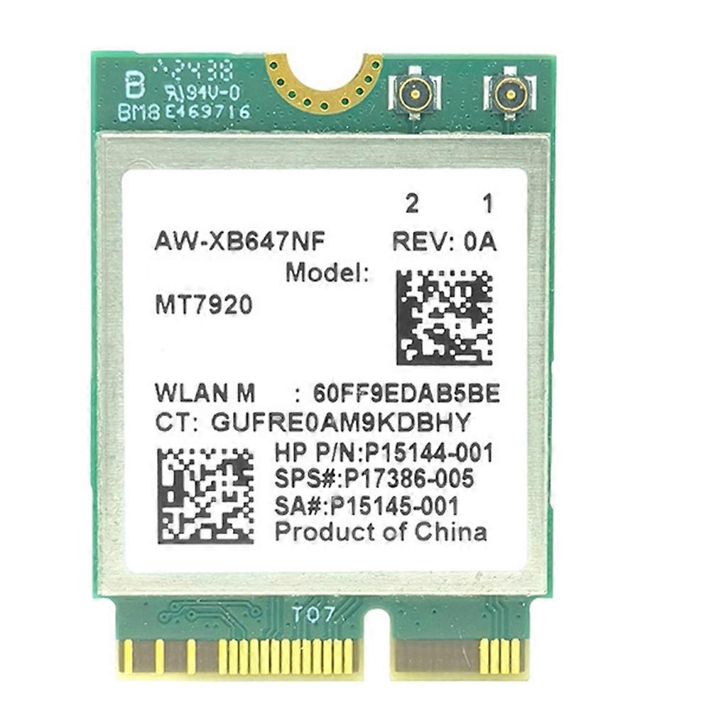 MT7920 WIFI6 Card AX1800 Bluetooth5.2 2.4G/5.8G 1800Mbps M.2 NGFF Wireless WiFi Adapter Card for Win10/Win11