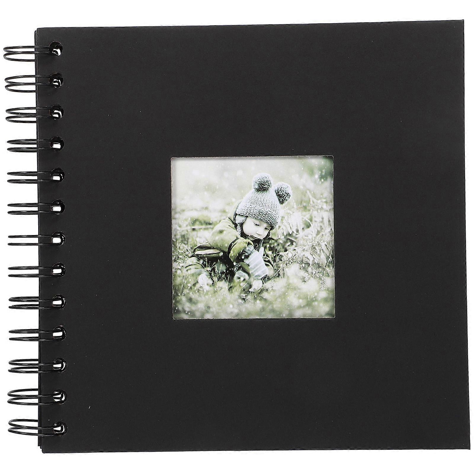 Black Photo Album with Transparent Insert Pages for Photo Storage Portable Size 6x8 Inches
