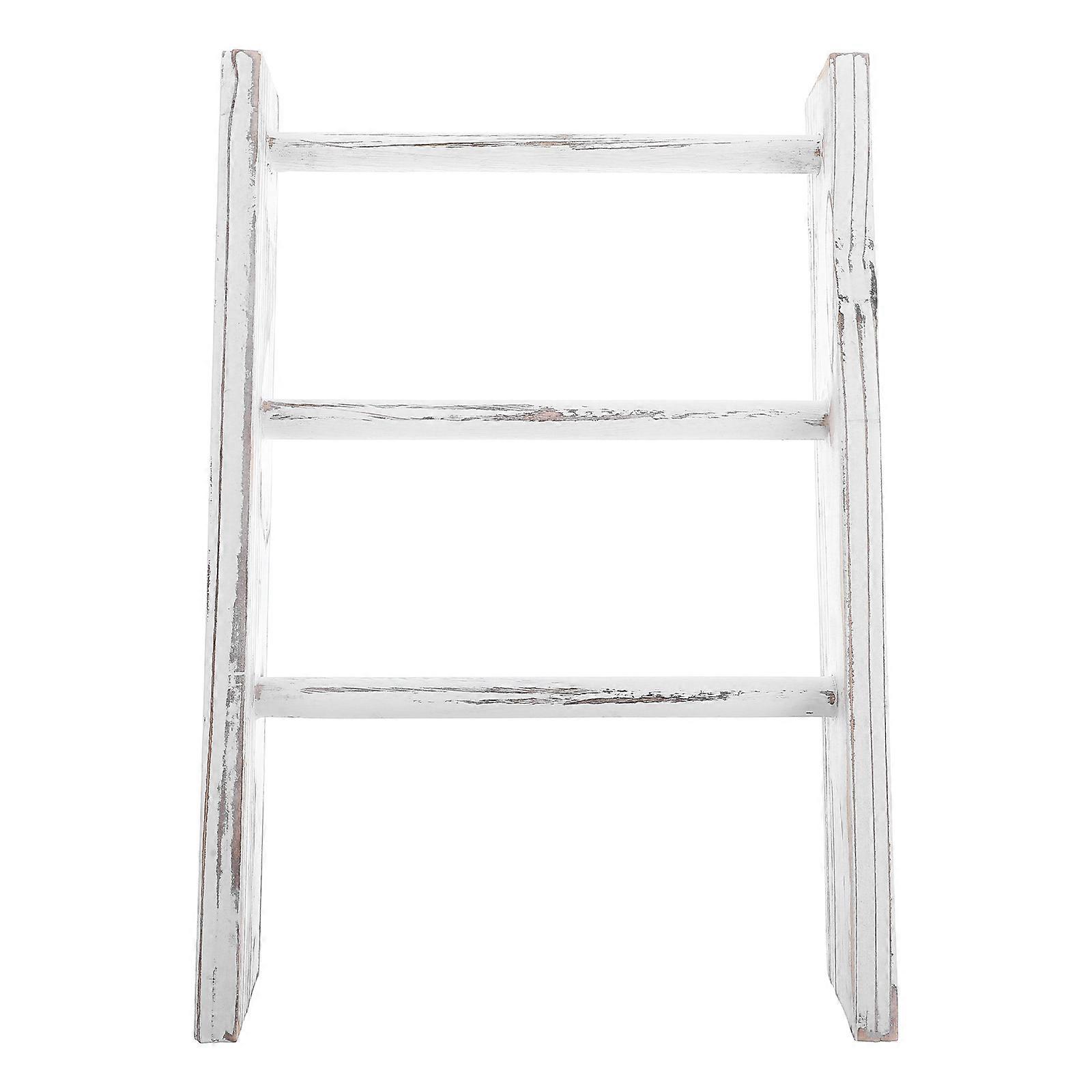 Mini Towel Rack Ladder for Kitchen Counter with White Rustic Design