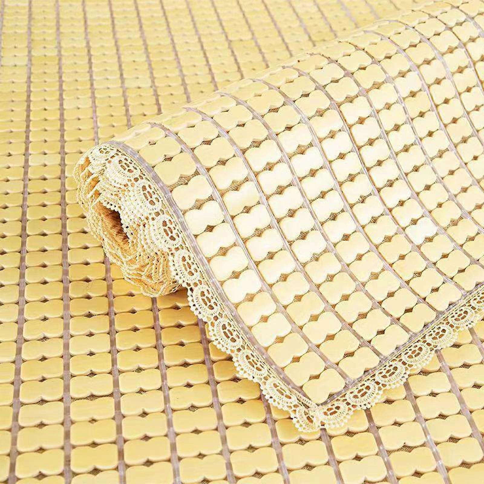 Cooling Bamboo Mat for Summer, Foldable Bamboo Sleeping Mat with Straps, 200x220cm Brown