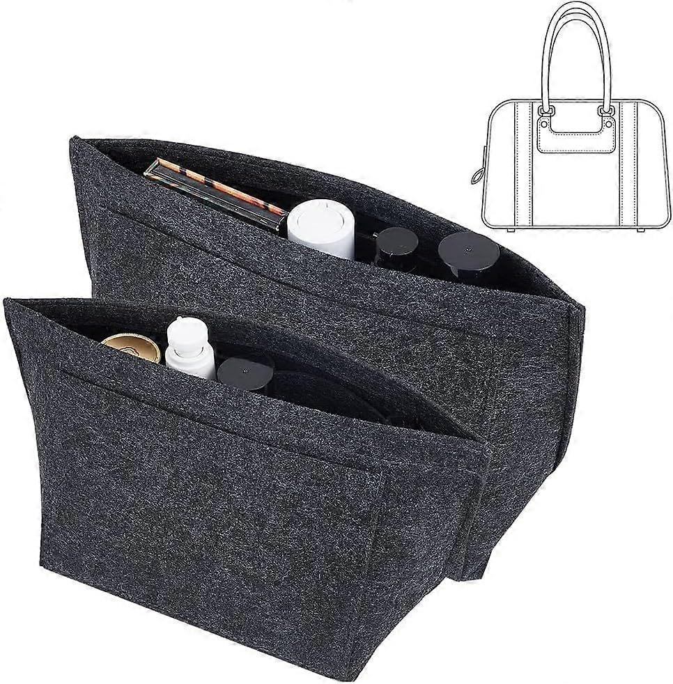 2 Pcs 2 Sizes Purse Organizer Insert Makeup Storage Bag Small Items Storing Purse Middle Size Felt Bag Compatible for Most Handbag Tote Bag Inner Pock