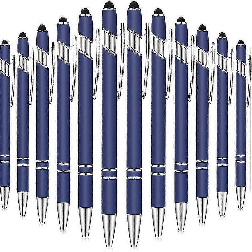 Ballpoint Pen Stylus Tip 12 Pieces 1.0 mm Black Ink Dark Blue