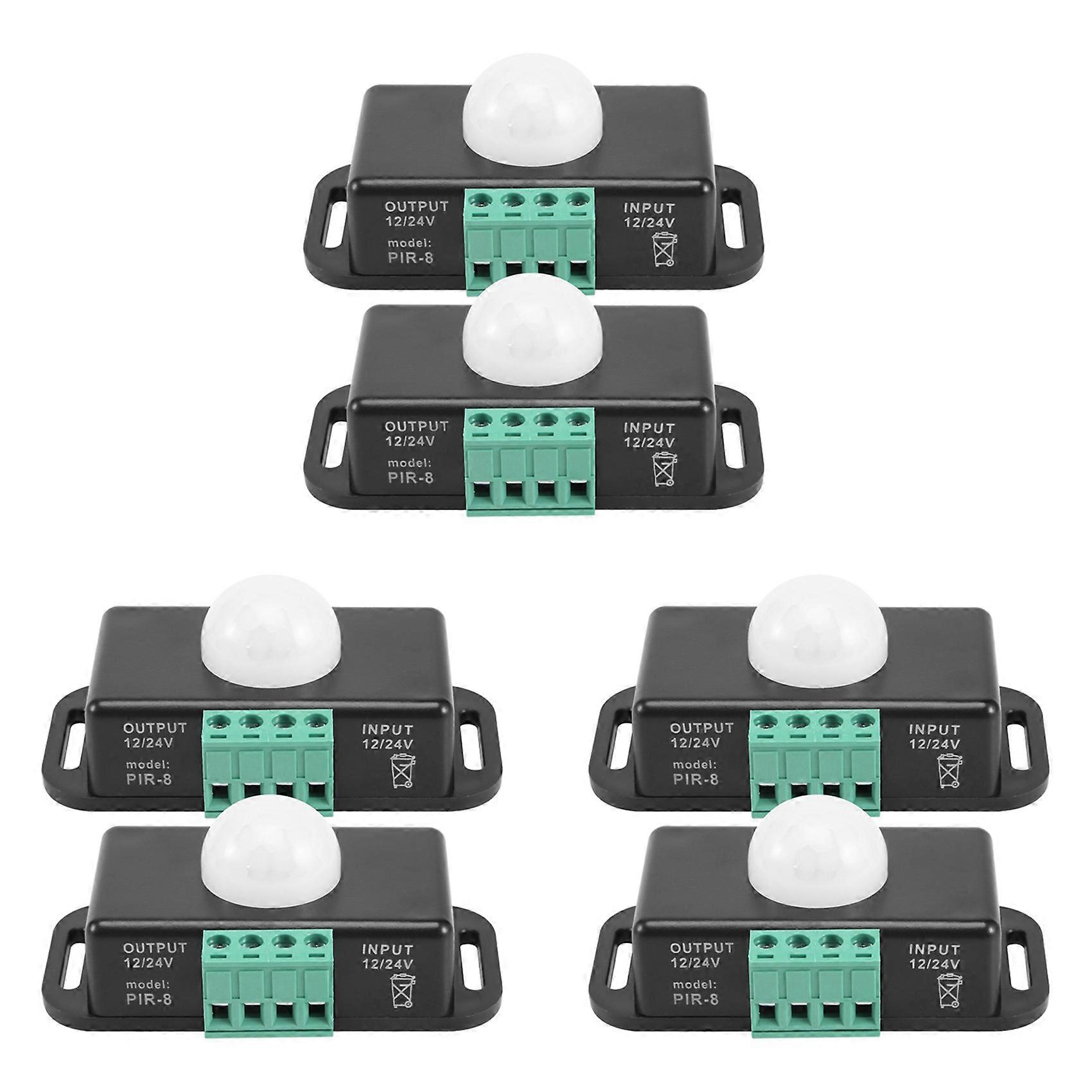 Motion Sensor Switch, 12V 24V PIR Sensor LED Switch Controller for Flexible LED Strips Light, 6 Pack
