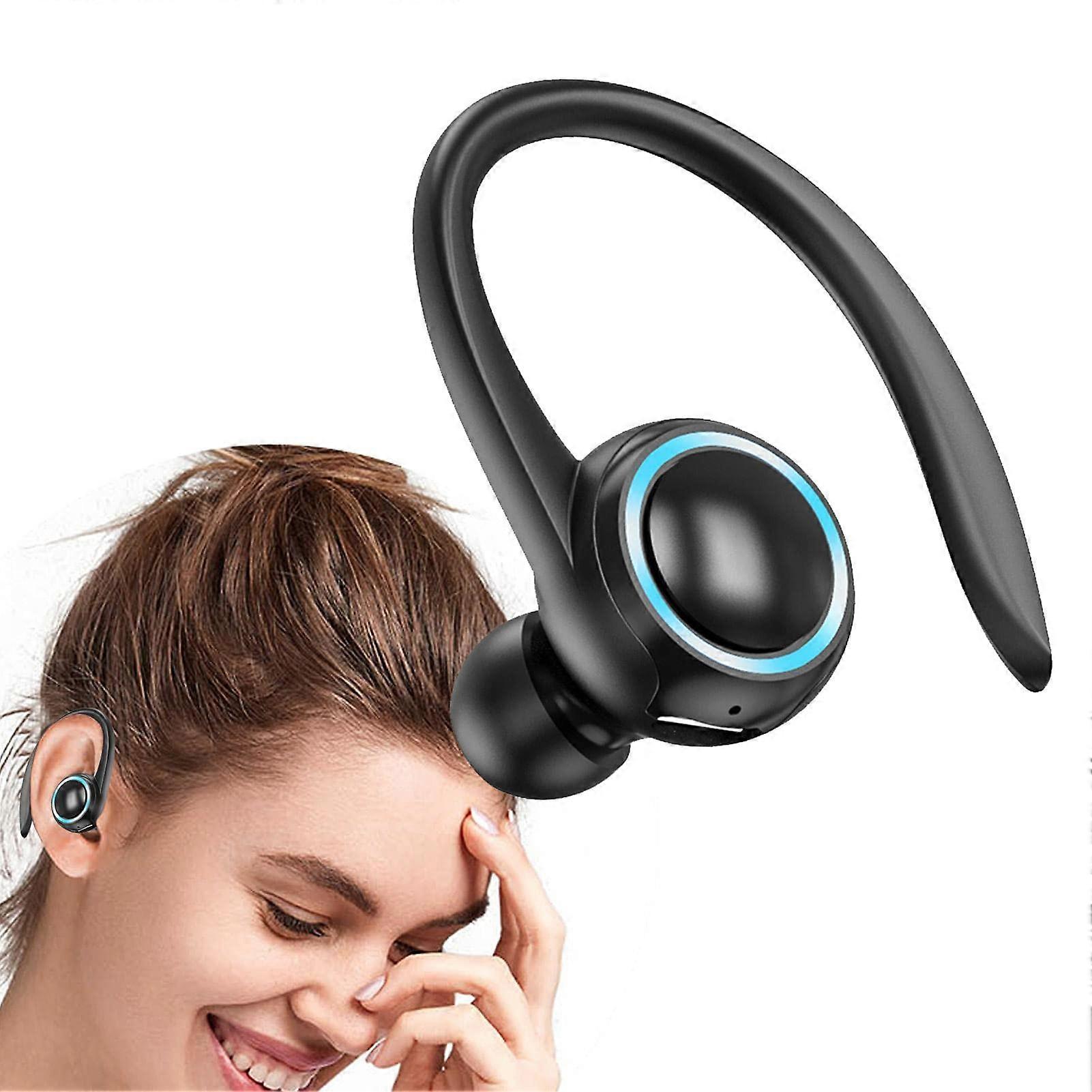 Wireless Earphone Single Ear Bud With Ear Hook Bluetooth 5.2 Black