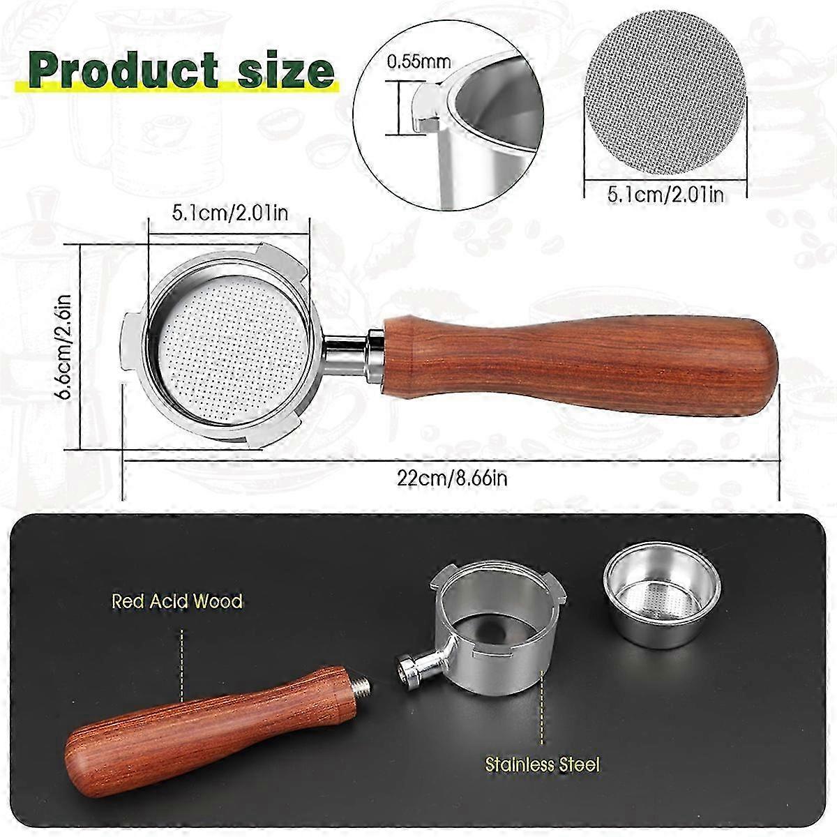 Portafilter 51 mm for Dedica EC680/EC685 Coffee Machine, Bottomless Portafilter with Filter Baskets