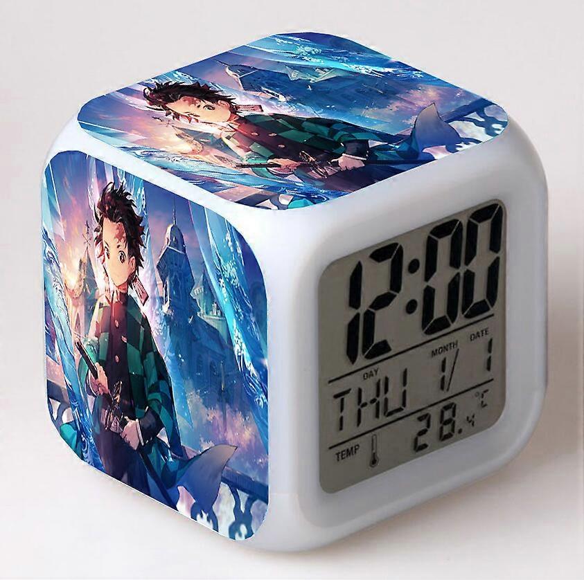 Game-style color-changing alarm clock, square clock, creative alarm clock