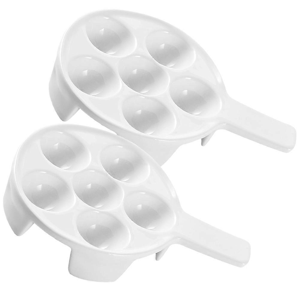 White Ceramic Escargot Plates for Baking 2Pcs Snail Baking Dish Set