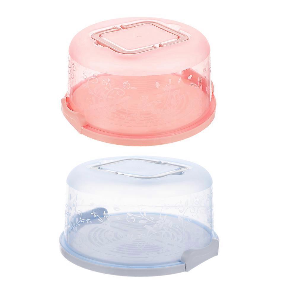 Portable Handed Cake Case for Storage Use 2Pcs with Handle in Blue