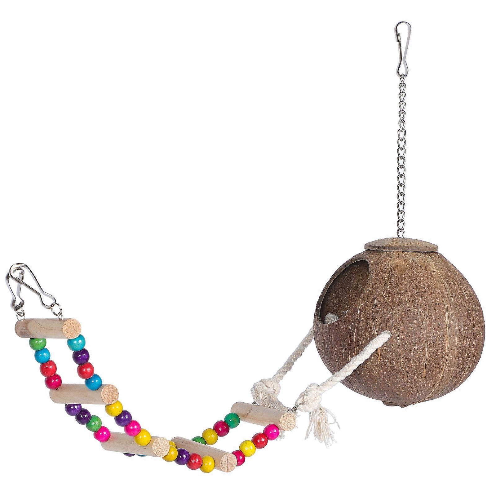 Coconut Shell Bird House with Ladder for Resting 1 Piece