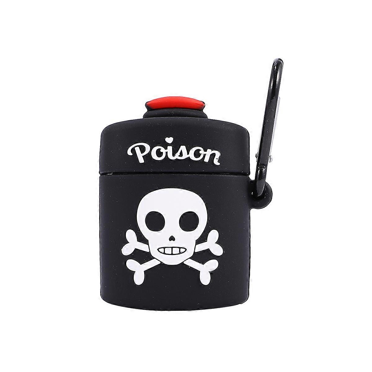 Silicone Skull Pattern Earphone Protective Cover for Earbud Black