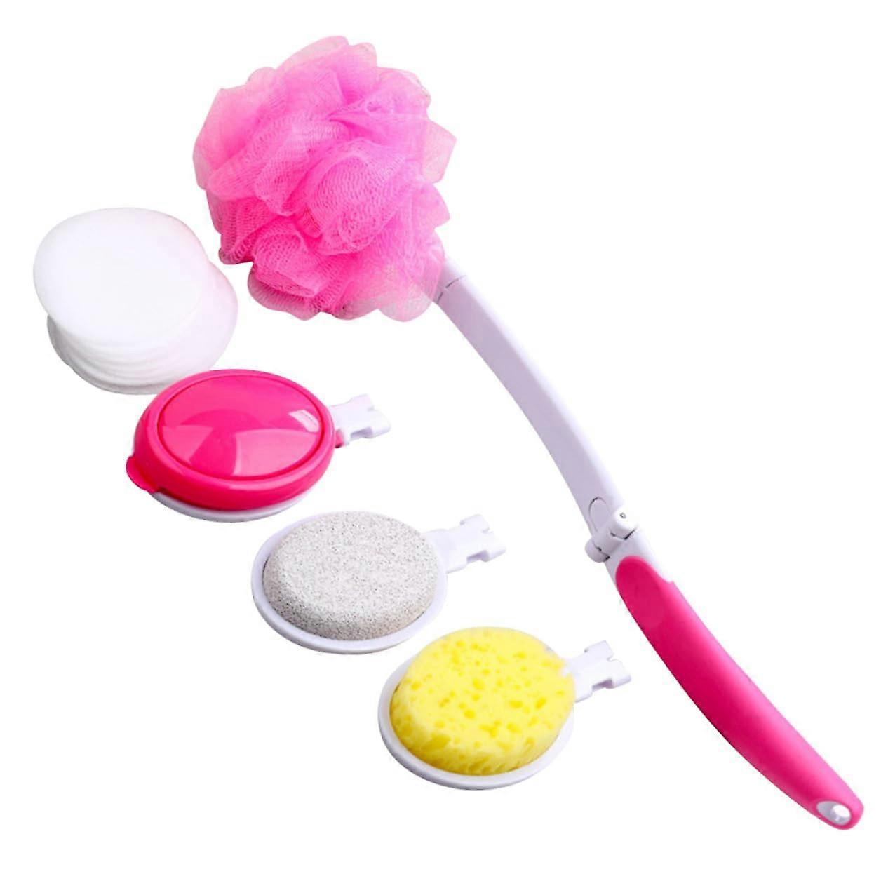 Long Handle Back Scrubber Set with Interchangeable Heads for Deep Cleaning and Smooth Skin