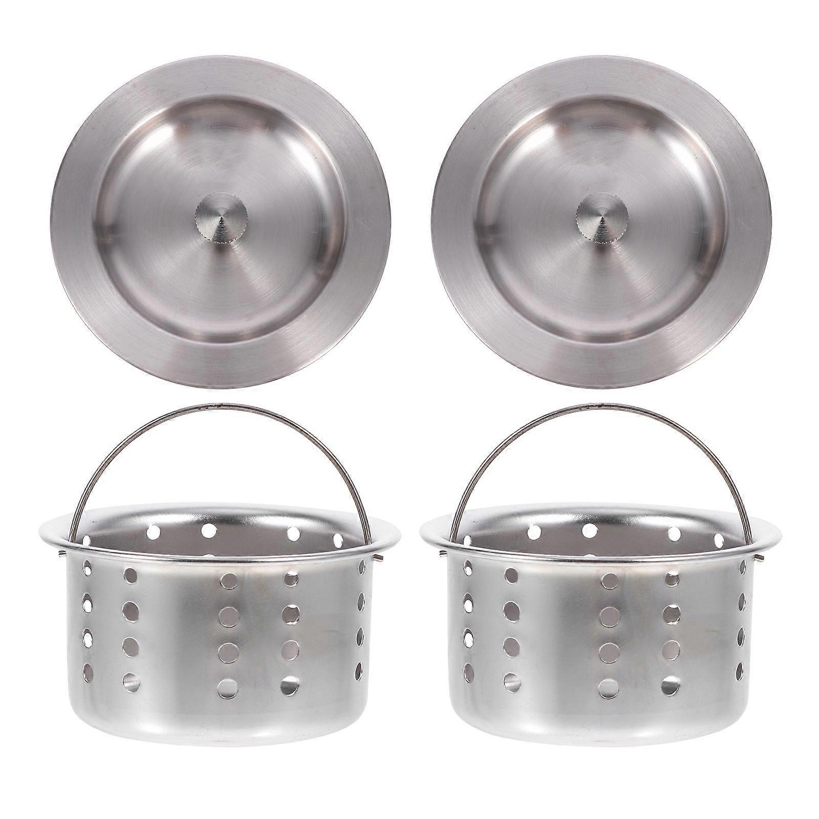 Kitchen Sink Drain Filtration Baskets Silver 8.8x8.8cm Prevent Clogging 2 Sets