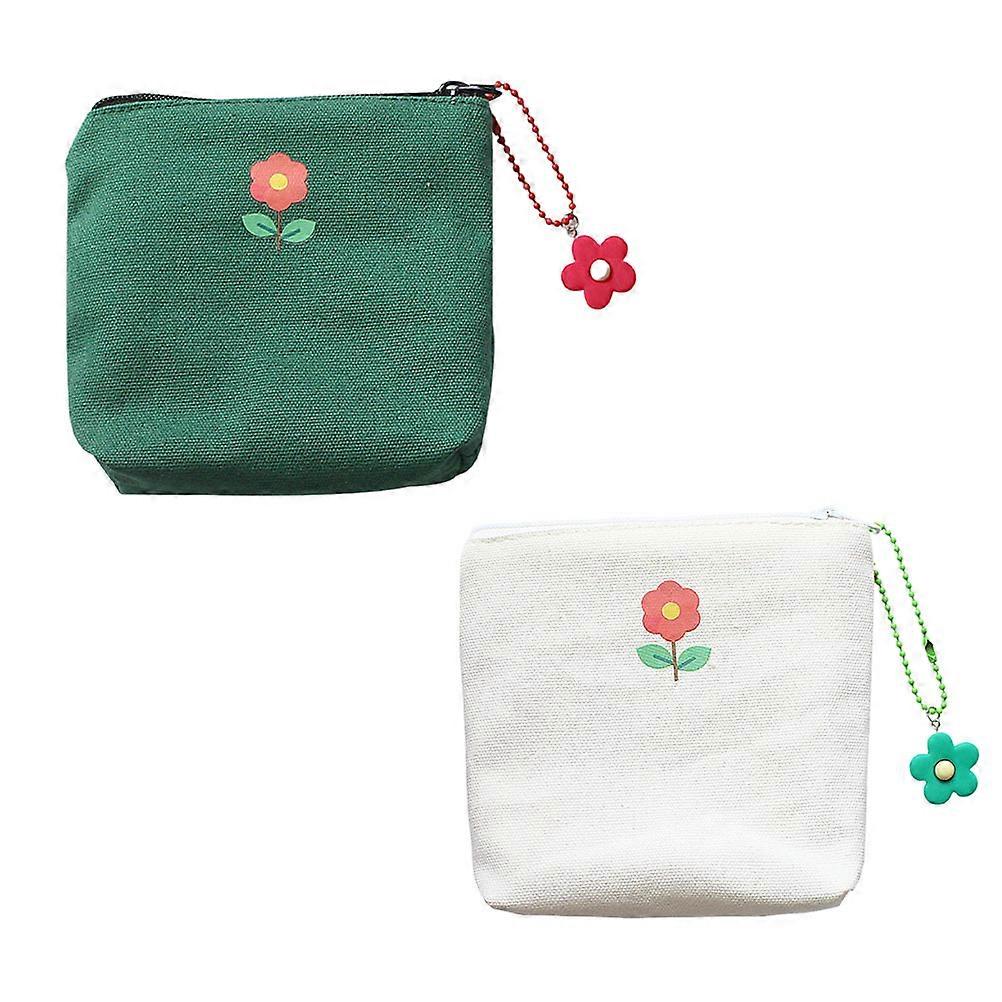 Practical Storage Pouch Canvas for Storage 2Pcs Assorted Color Lightweight Bag