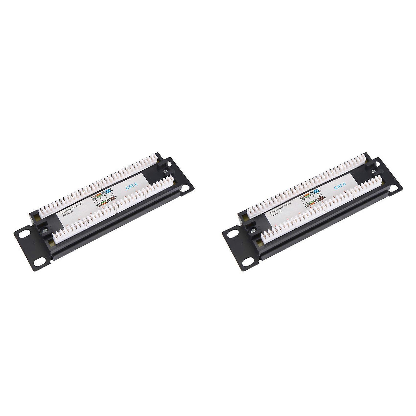 2X CAT6 8 Ports Patch Panel Rack Network 6.89 Inch 1U Rack Mount with RJ45 Socket for Household Distribution Frame