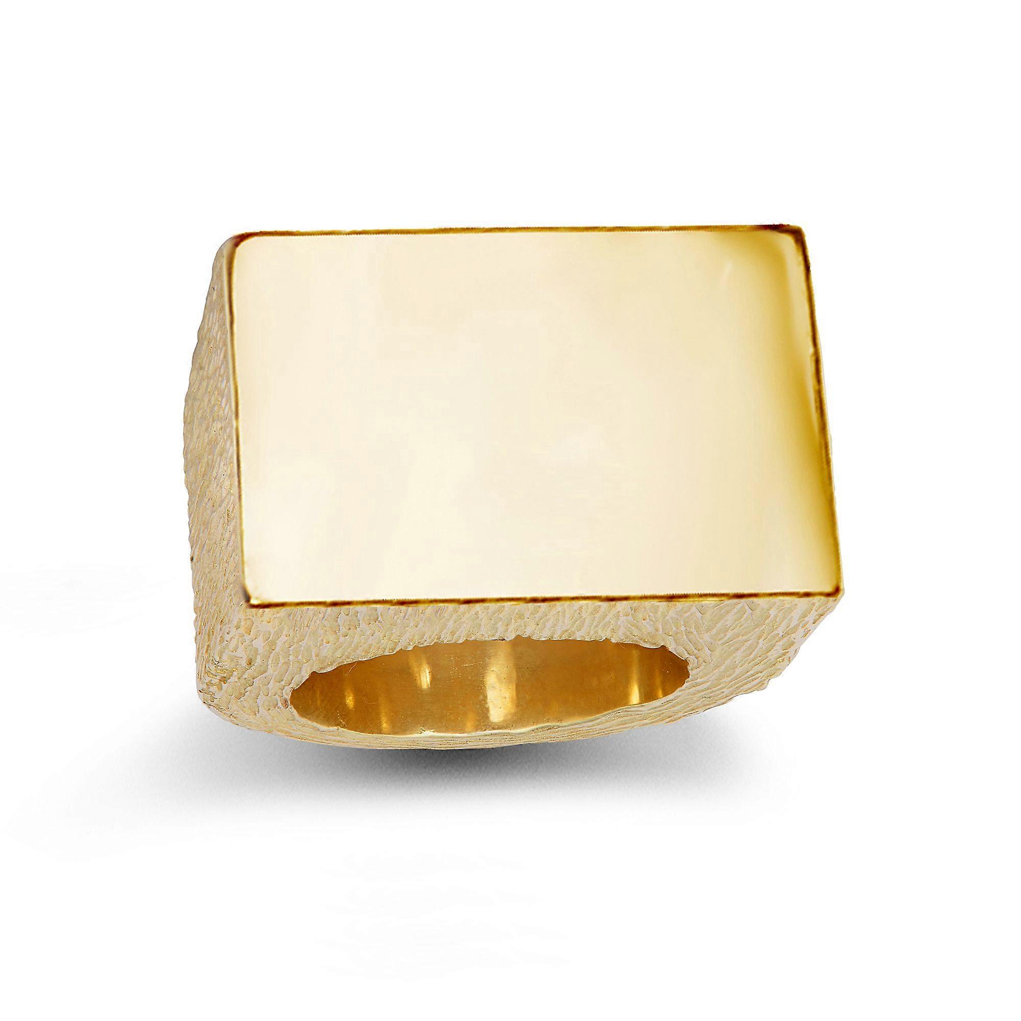 Jewelco London Men's Solid 9ct Yellow Gold Rectangular Initial Blank Signet Ring, 16mm x 31mm