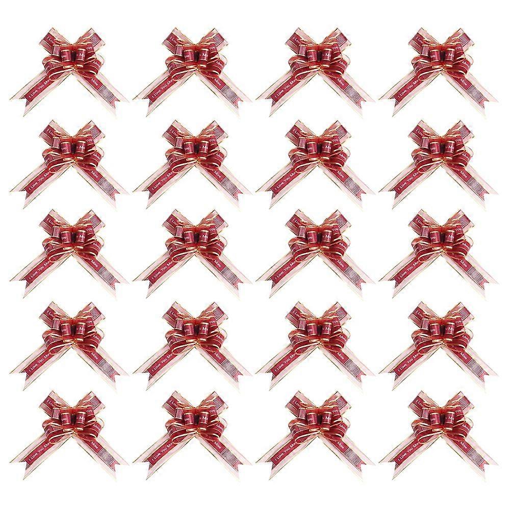 20Pcs Delicate Gift Pull Bows Valentine's Day Pull Flower Present Box Ornaments