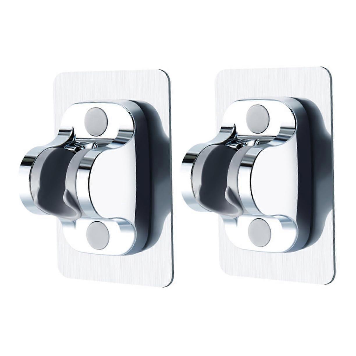 2pcs Adhesive Adjustable Shower Head Holder Bracket with Strong Mount for Bathroom Smooth Surfaces