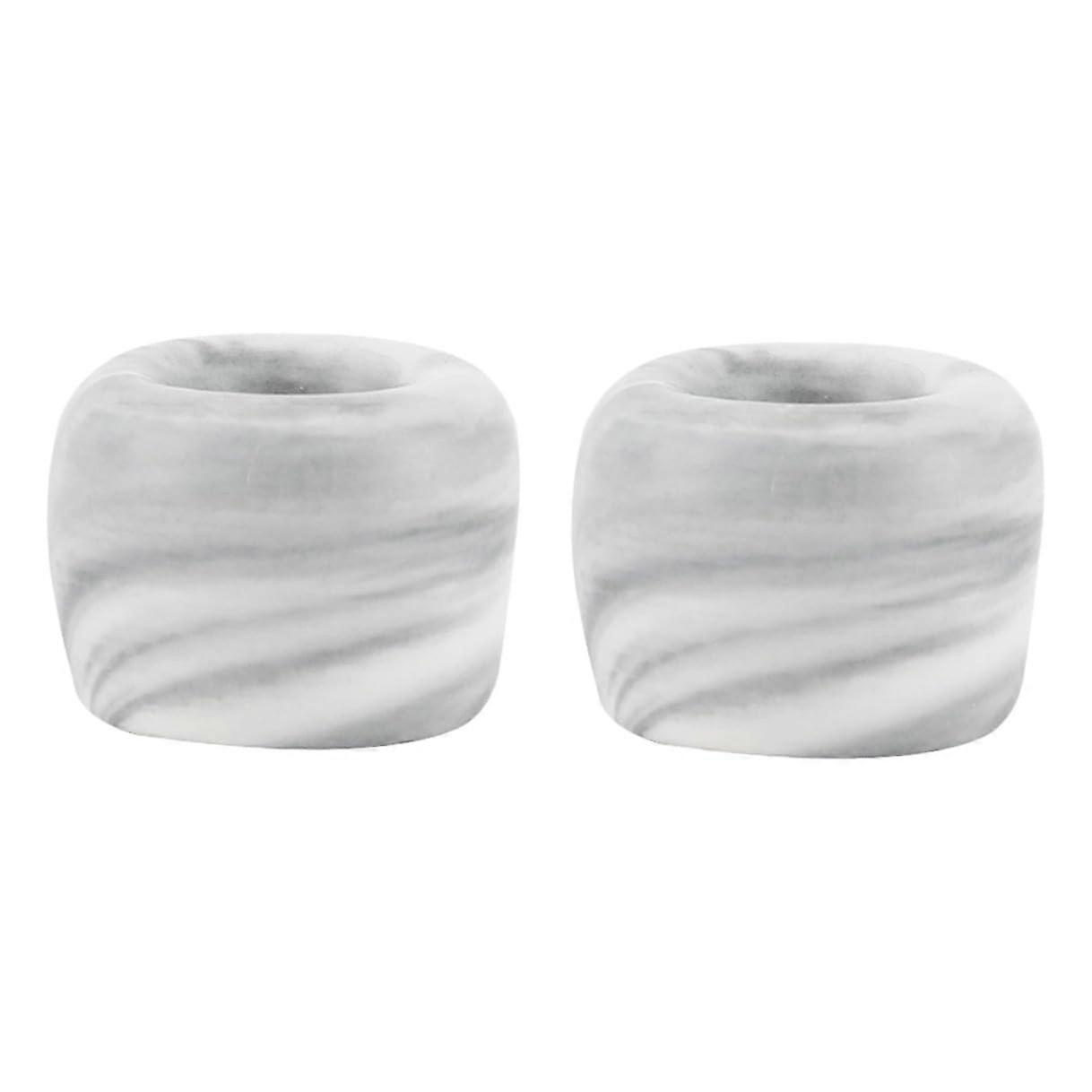 2 Pcs Marble Grain Ceramic Toothbrush Holder Rack for Bathroom and Kitchen, Grey Stone Pattern