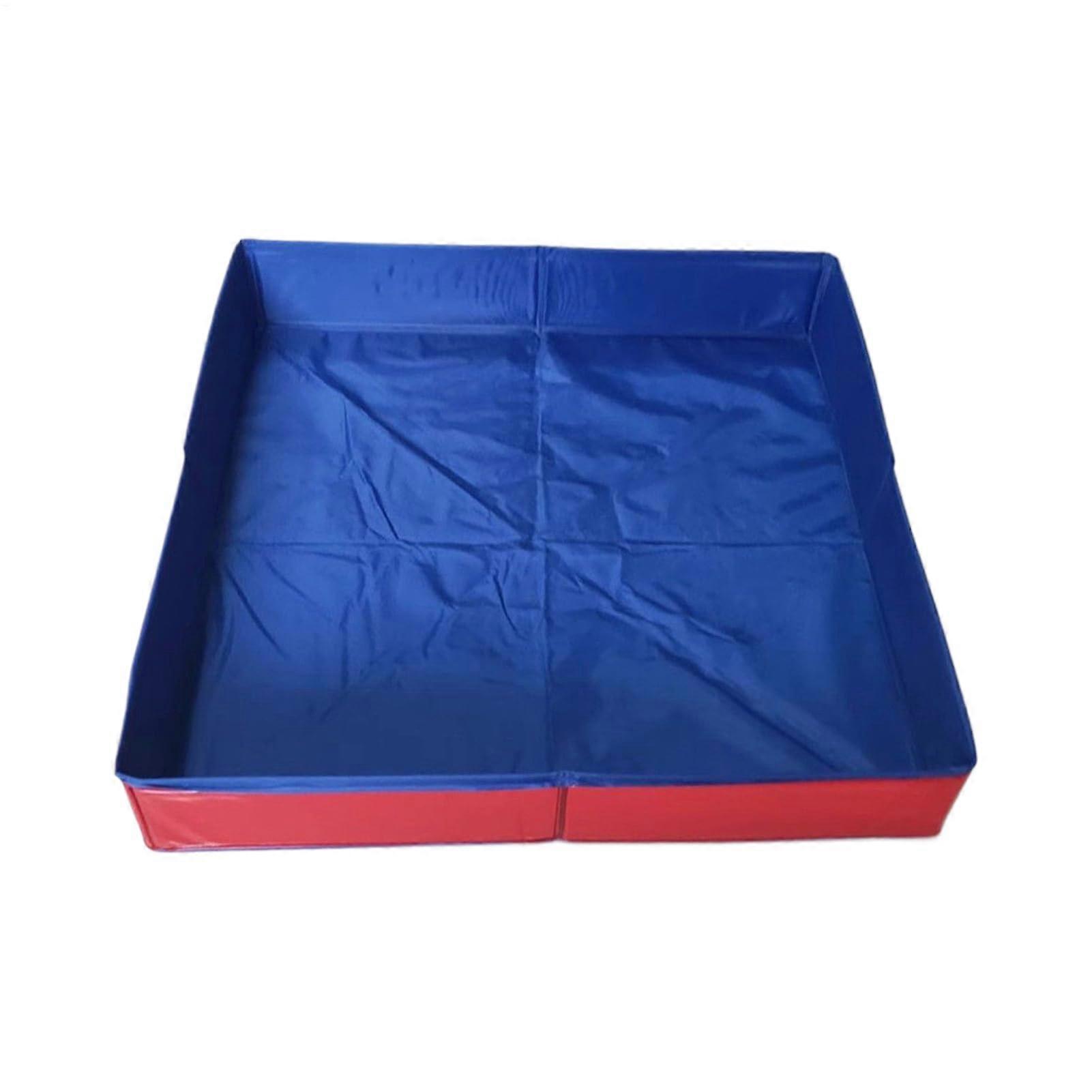 Foldable PVC Dog Pool with AntiSlip Base for Small Pets Bath and Swimming, Square Red