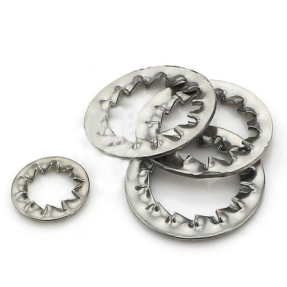 M8 Stainless Steel Internal Tooth Star Lock Washers Silver Tone 100 Pcs Rustproof Secure Grip
