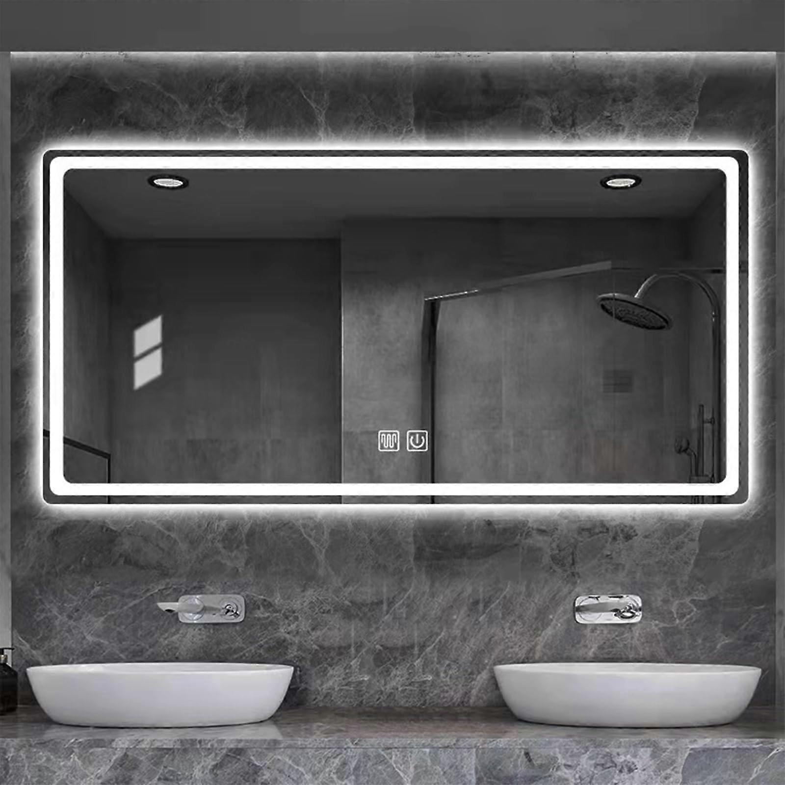 LED Bathroom Mirror with Defogger, Dimmable Lighted Vanity Mirror, Touch Control, Shatterproof 80cm White