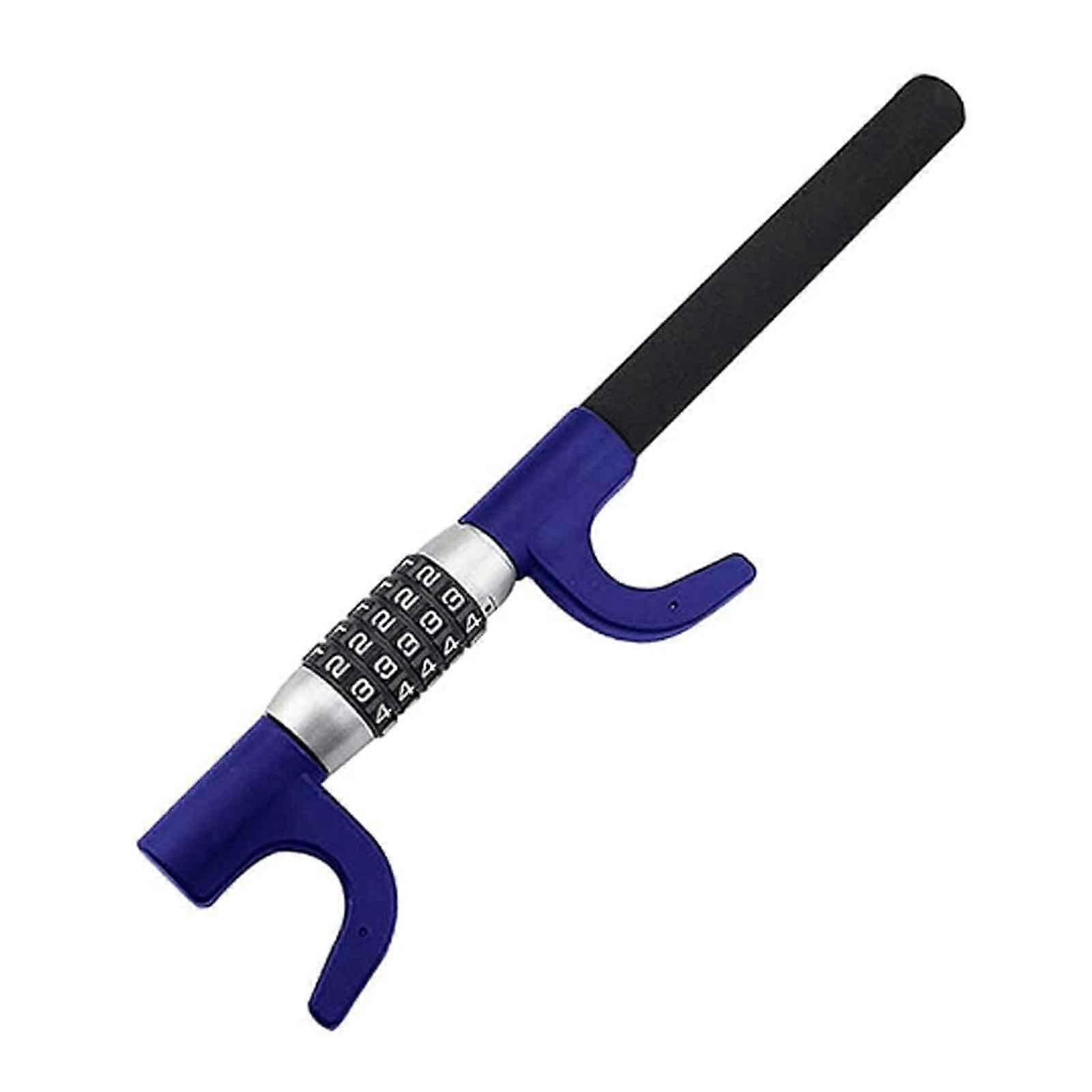 Keyless Steering Wheel Lock with Double Hook Security, Adjustable Alloy Car Anti Theft Device Blue
