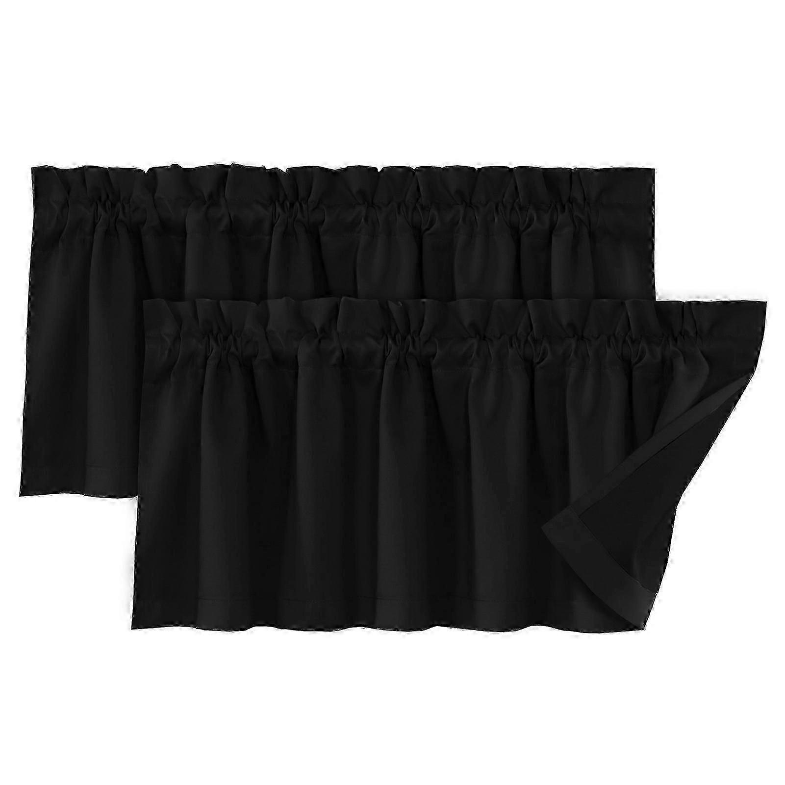 Elegant curtain valance for home supplies - 2pcs solid black light blocking cover