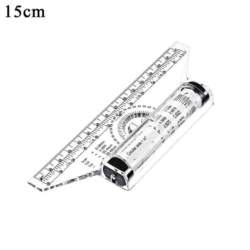 1pc 15cm Plastic Measuring Rolling Ruler Multifunctional Drafting Ruler Drawing Design Ruler for Measuring Drawing Tool