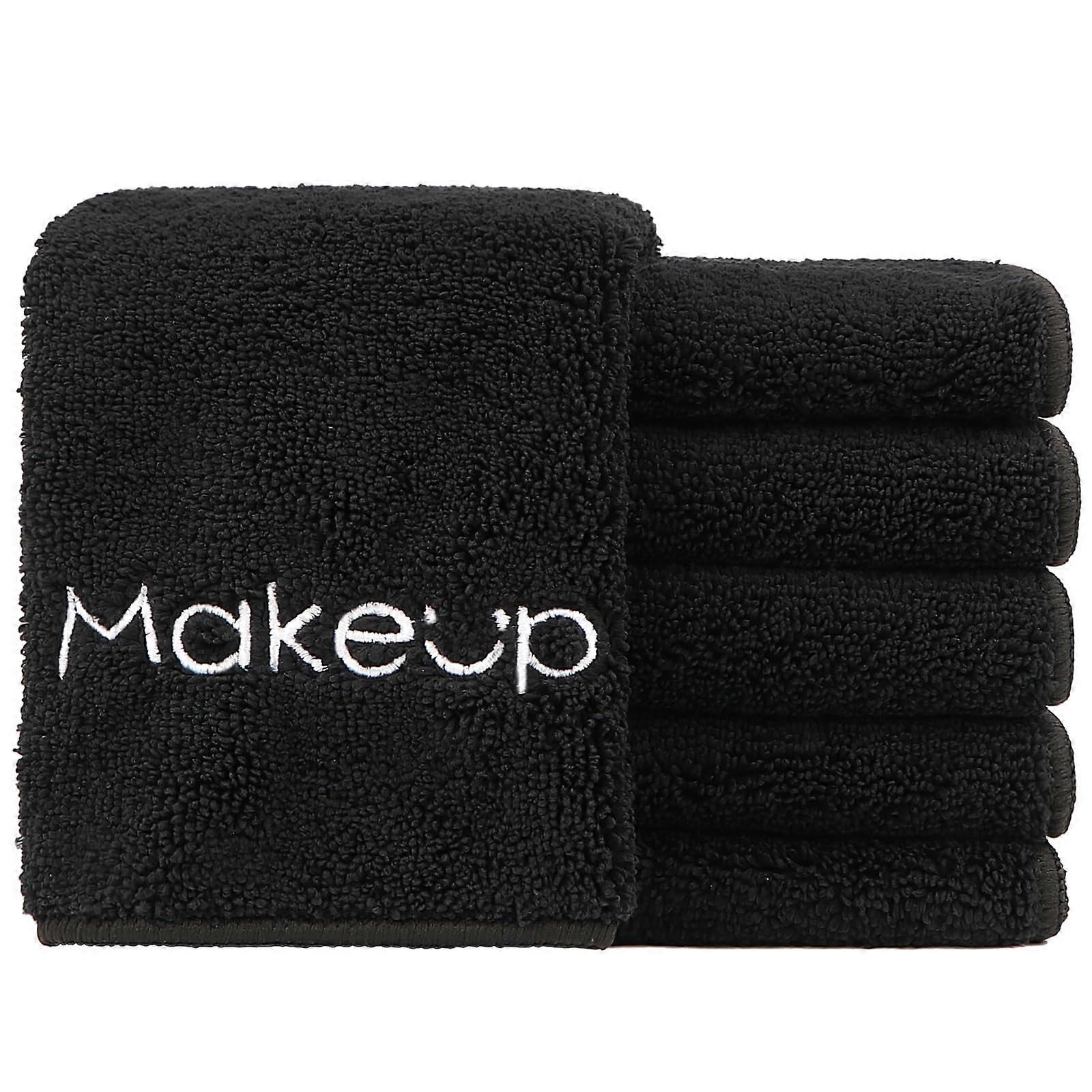 6 Pack Makeup Remover Cloth, Soft Black Microfiber Face Towels for Gentle Reusable Cleansing